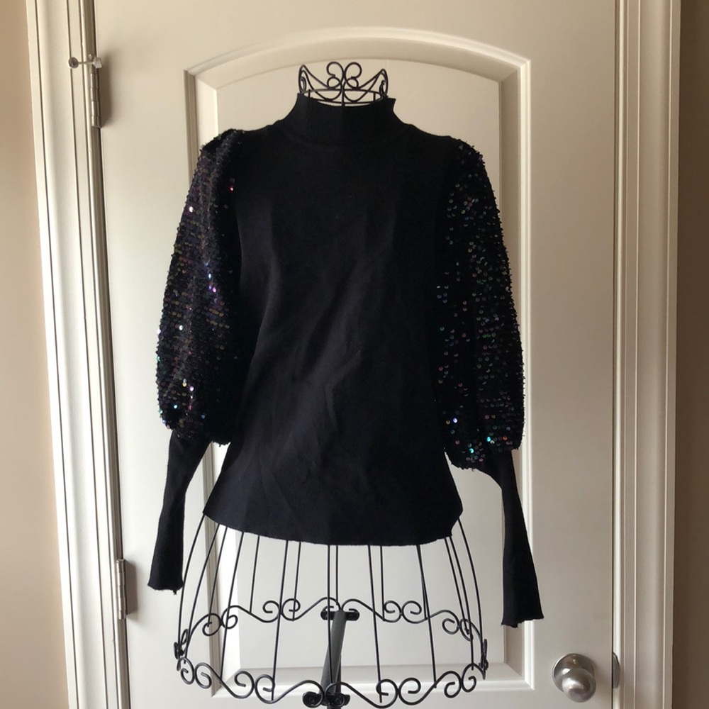 Sequin sleeve sweater